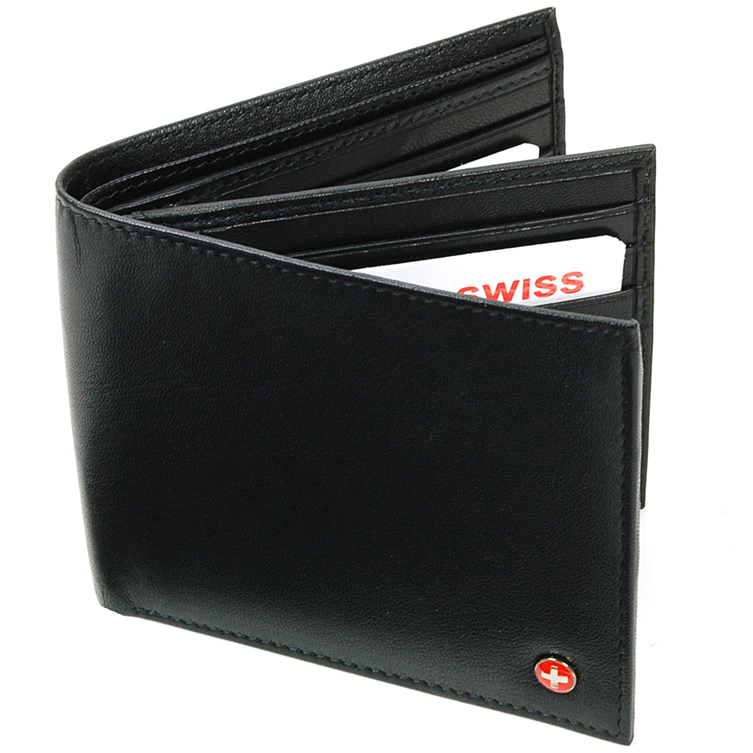 Alpine Swiss Mens European Wallet Oversized Genuine Leather Divided
